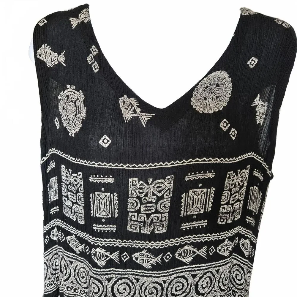 Bila Women's Sleeveless Grecian Motif Print Midi/Maxi Dress Large Resort Wear - Picture 4 of 7